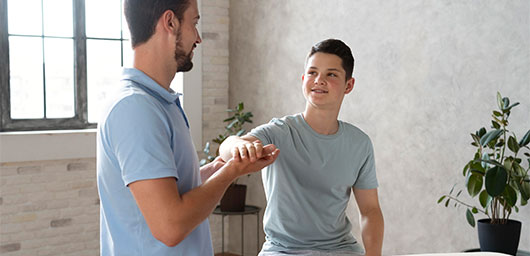 Therapist consulting a patient